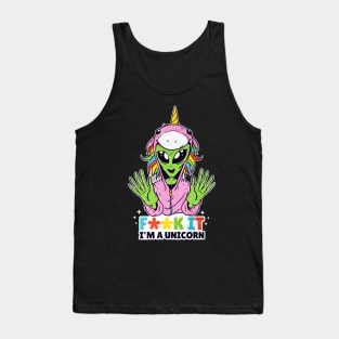 Alien Trying To Be A Unicorn Funny Cute Artwork Tank Top